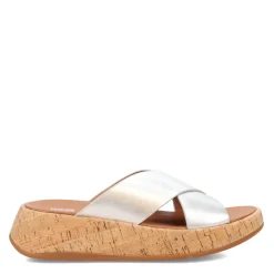 FitFlop Sandals|Women's , F-Mode Flatform Cross Slide Silver