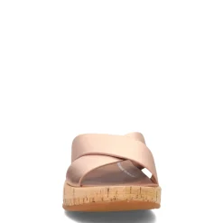 FitFlop Wedges|Women's , F-Mode Flatform Cross Slide Rose Gold