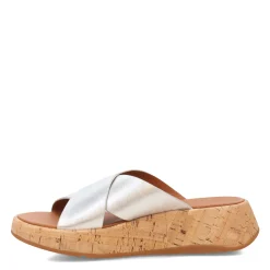 FitFlop Wedges|Women's , F-Mode Flatform Cross Slide Silver