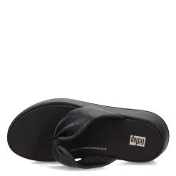 FitFlop Sandals|Women's , F-Mode Leather-Twist Toe-Post Sandal Black