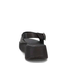 FitFlop Sandals|Women's , F-Mode Leather Flatform Back-Strap Sandal Black