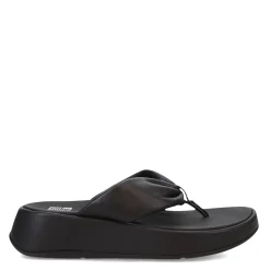 FitFlop Wedges|Women's , F-Mode Leather-Twist Toe-Post Sandal Black
