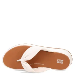 FitFlop Wedges|Women's , F-Mode Leather-Twist Toe-Post Sandal Urban White