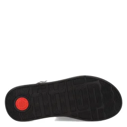 FitFlop Wedges|Women's , F-Mode Leather Flatform Back-Strap Sandal Black