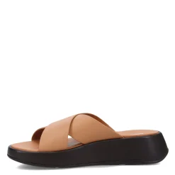 FitFlop Sandals|Women's , F-Mode Luxe Leather Flatform Cross Slide Tan