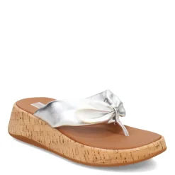 FitFlop Sandals|Women's , F-Mode Twist Flatform Thong Sandal Silver