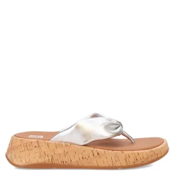 FitFlop Sandals|Women's , F-Mode Twist Flatform Thong Sandal Silver