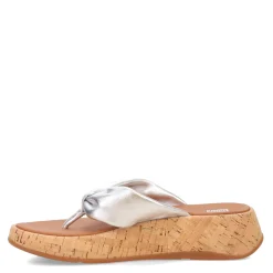 FitFlop Wedges|Women's , F-Mode Twist Flatform Thong Sandal Silver
