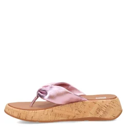 FitFlop Wedges|Women's , F-Mode Twist Flatform Thong Sandal Metallic Wild Lilac