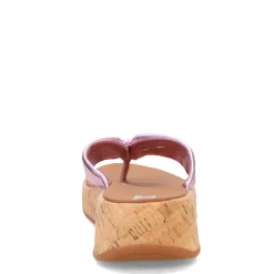 FitFlop Wedges|Women's , F-Mode Twist Flatform Thong Sandal Metallic Wild Lilac