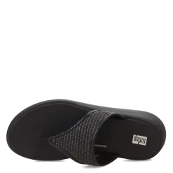 FitFlop Sandals|Women's , F-Mode Woven Flatform Toe Post Sandal Black