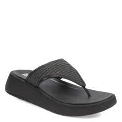 FitFlop Wedges|Women's , F-Mode Woven Flatform Toe Post Sandal Black