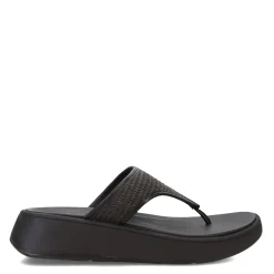 FitFlop Wedges|Women's , F-Mode Woven Flatform Toe Post Sandal Black