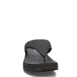 FitFlop Wedges|Women's , F-Mode Woven Flatform Toe Post Sandal Black