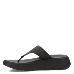 FitFlop Wedges|Women's , F-Mode Woven Flatform Toe Post Sandal Black
