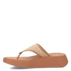 FitFlop Wedges|Women's , F-Mode Woven Flatform Toe Post Sandal Tan