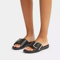 FitFlop Sandals|Women's , Gracie Maxi Buckle Slide Black