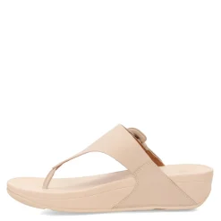 FitFlop Wedges|Women's , Lulu Covered Buckle Thong Sandal Beige