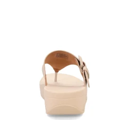 FitFlop Wedges|Women's , Lulu Covered Buckle Thong Sandal Beige