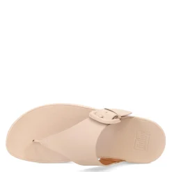 FitFlop Wedges|Women's , Lulu Covered Buckle Thong Sandal Beige