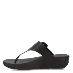 FitFlop Wedges|Women's , Lulu Covered Buckle Thong Sandal Black