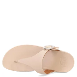 FitFlop Wedges|Women's , Lulu Crystal Buckle Thong Sandal Beige