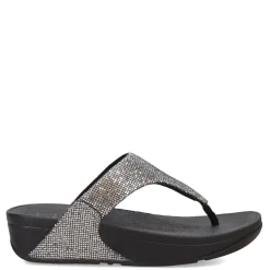 FitFlop Wedges|Women's , Lulu Glitter Thong Sandal Silver