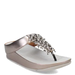 FitFlop Sandals|Women's , Rumba Beaded Metallic Toe-Post Sandal Pewter