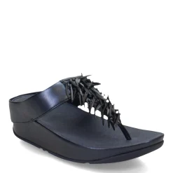 FitFlop Sandals|Women's , Rumba Beaded Metallic Toe-Post Sandal Metallic Navy