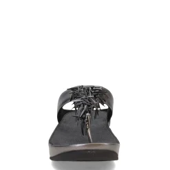 FitFlop Sandals|Women's , Rumba Beaded Metallic Toe-Post Sandal Pewter Black