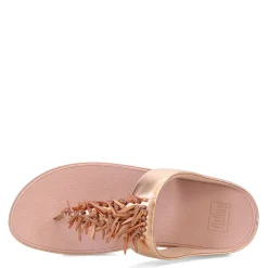 FitFlop Sandals|Women's , Rumba Beaded Metallic Toe-Post Sandal Rose Gold