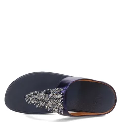 FitFlop Wedges|Women's , Rumba Beaded Toe-Post Sandal Midnight Navy