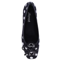 J Renee Slip-On Shoes|Women's , Edie Flat Black/White Polka Dot