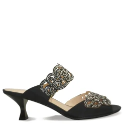 J Renee Sandals|Women's , Francie Sandal Black Satin