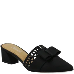 J Renee Sandals|Women's , Randa Mule Black Satin