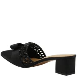 J Renee Sandals|Women's , Randa Mule Black Satin