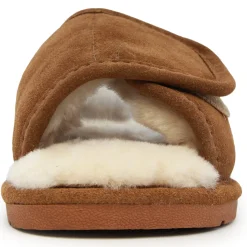 Lamo Slippers|Women's , Open Toe Wrap Slipper Chestnut