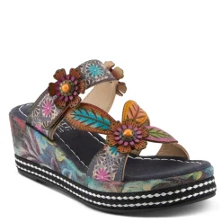 L Artiste Sandals|Women's L'Artiste By Spring Step, Coastal Sandal Navy Multi