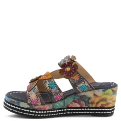 L Artiste Sandals|Women's L'Artiste By Spring Step, Coastal Sandal Navy Multi