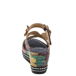 L Artiste Sandals|Women's L'Artiste By Spring Step, Coastal Sandal Navy Multi