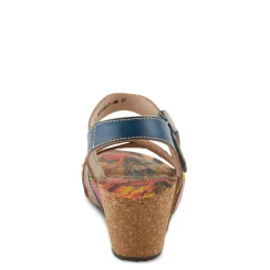 L Artiste Sandals|Women's L'Artiste By Spring Step, Bosquet Wedge Sandal Navy Multi