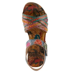 L Artiste Sandals|Women's L'Artiste By Spring Step, Bosquet Wedge Sandal Navy Multi