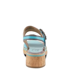 L Artiste Sandals|Women's L'Artiste By Spring Step Kenna Sandal Sky Blue Multi