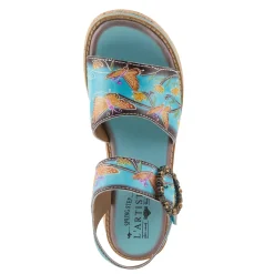L Artiste Sandals|Women's L'Artiste By Spring Step Kenna Sandal Sky Blue Multi