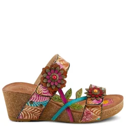 L Artiste Wedges|Women's L'Artiste By Spring Step, Moai Sandal Tan Multi