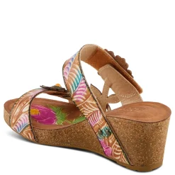 L Artiste Wedges|Women's L'Artiste By Spring Step, Moai Sandal Tan Multi
