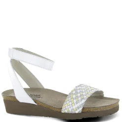 Naot Wedges|Women's , Abbie Sandal White Metallic