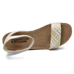 Naot Wedges|Women's , Abbie Sandal White Metallic