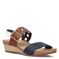 Naot Wedges|Women's , Dynasty Sandal Blue / Tan
