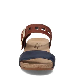 Naot Wedges|Women's , Dynasty Sandal Blue / Tan